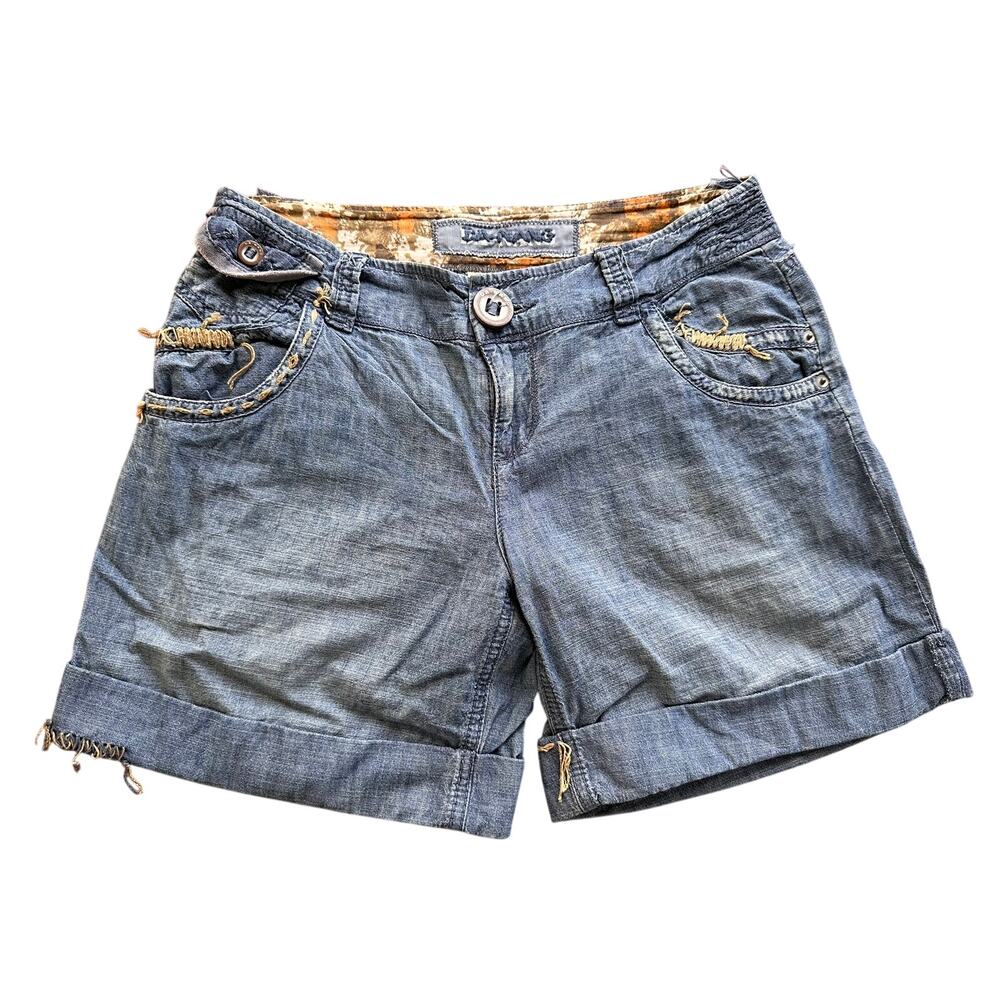VTG Da-Nang Surplus Denim Shorts Small Y2K Distressed Cuffed Low Rise Small